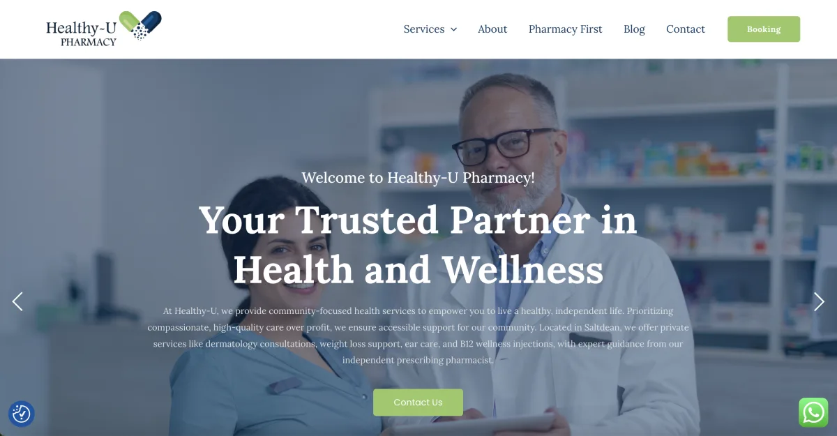 Healthy-U Pharmacy website homepage
