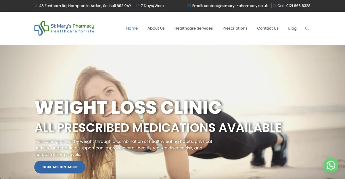 St Mary's Pharmacy website homepage